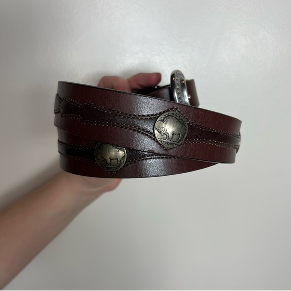 James Culver Handmade Tubac Nickel Clavo Leather Belt Western Cowboy Brown